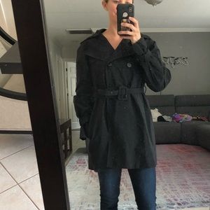 Theory black trench rain jacket